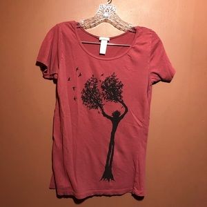 Organic Coral Orange Tree Man T-shirt